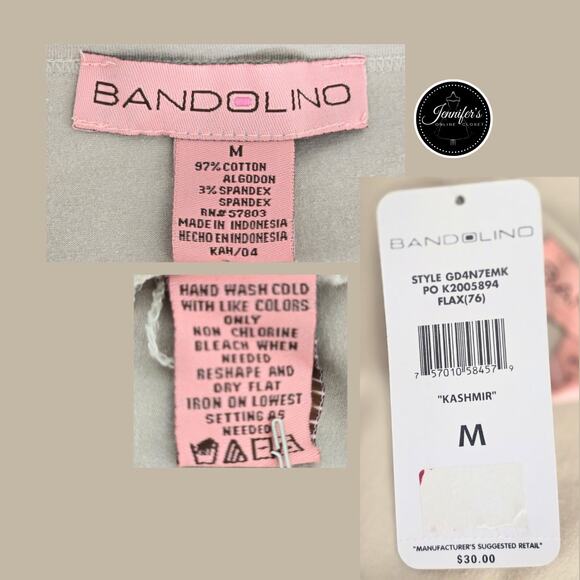 Bandolino NWT Flax (Tan) Scoop Neck Crochet Sides Tank Top Size Medium - Picture 7 of 9